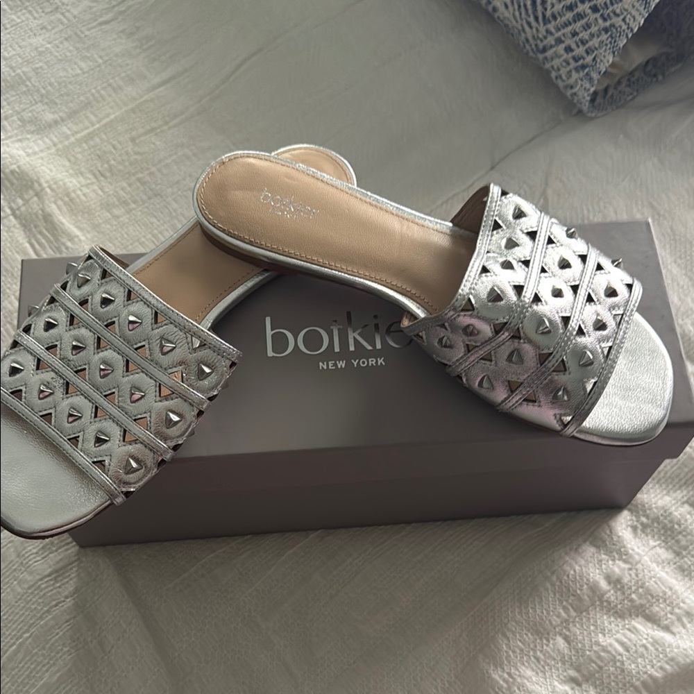 Silver Women's Slide Sandals